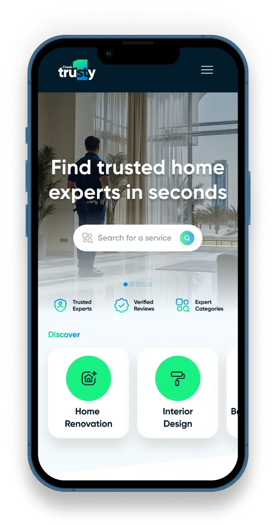Step 1 – Use the search bar or browse categories on mobile to find trusted home experts