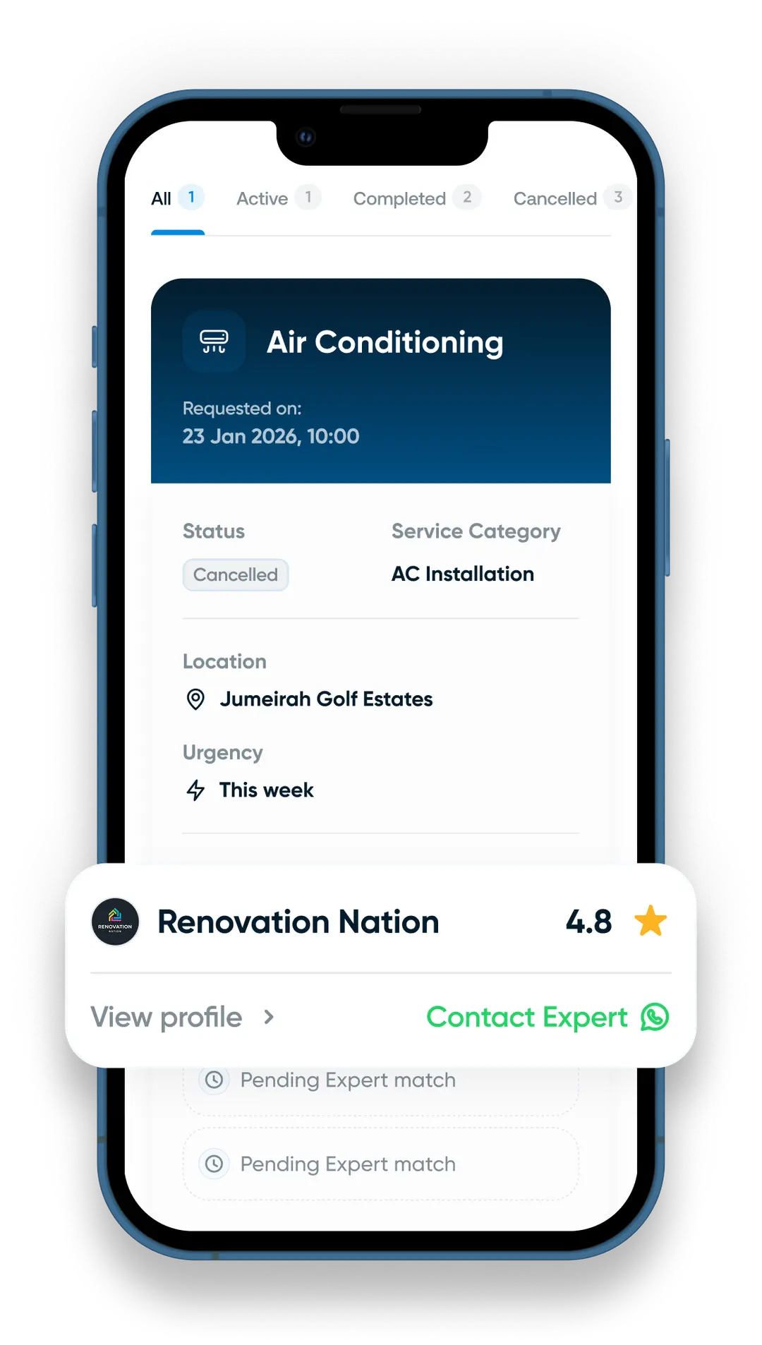 Step 1 – Describe your job and get matched with verified home improvement experts