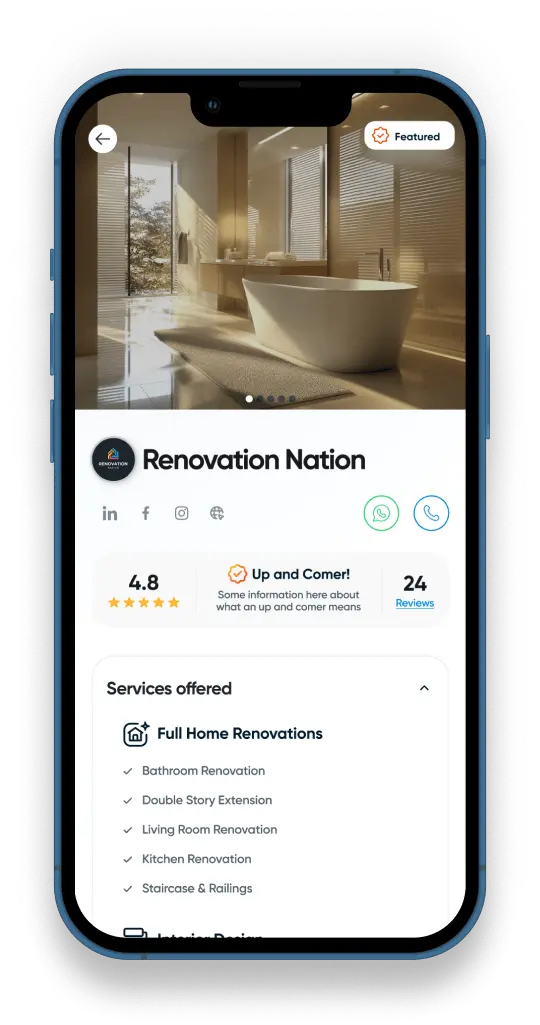 Step 3 – View expert profiles and contact them via WhatsApp or phone to discuss your project