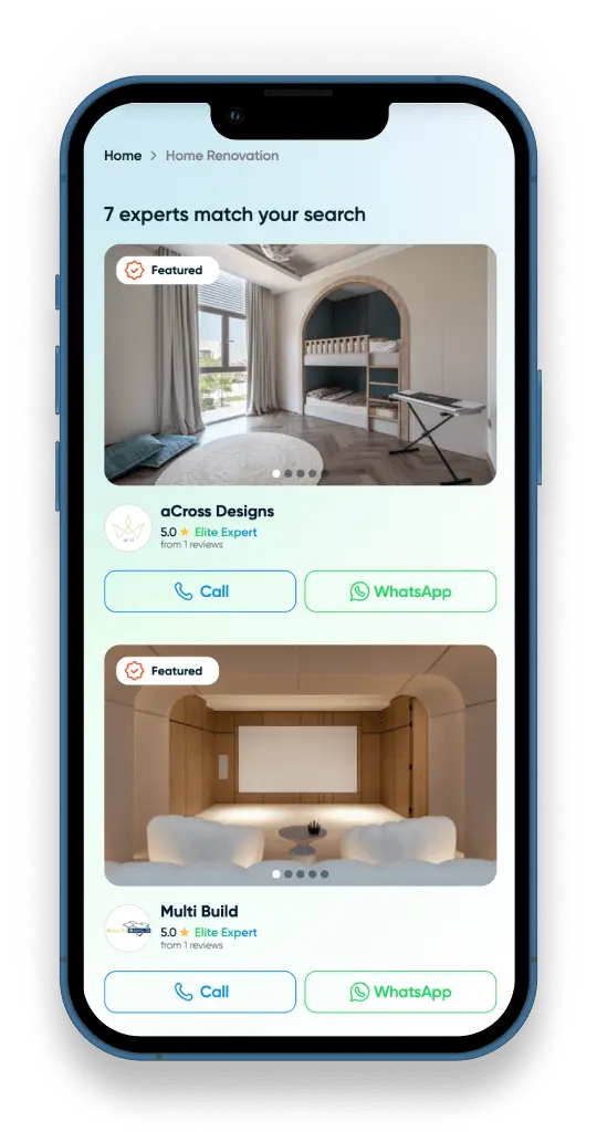 Step 2 – Compare expert profiles with project photos, service tags, and ratings to choose the right fit